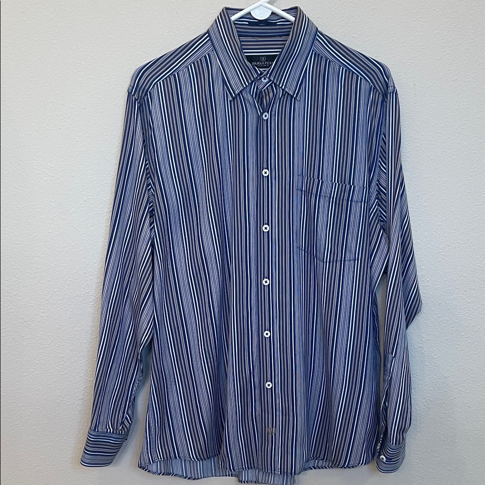 Bugatchi Uomo Collared Button Down Dress Shirt Si… - image 1